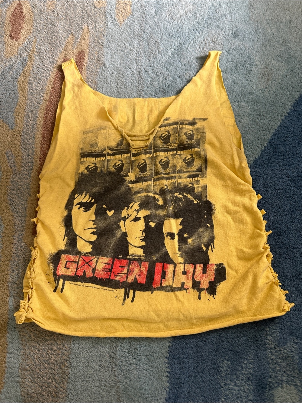 Green Day Graphic Yellow Crop Tank Top